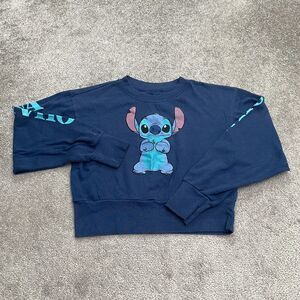Disney Lilo & Stitch Graphic Pullover Sweatshirt Boys Kids Medium Blue Crew Neck